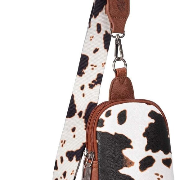 Cow Print Crossbody Bag for Women Vegan Leather Small Western Purse - Picture 1 of 6